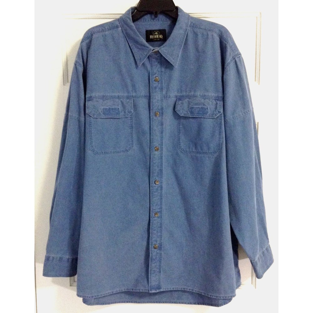 VTG Redhead Denim Shirt Mens 2XL Blue Shacket Button-up Long Sleeve Workwear